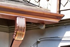 Copper gutter coated detail
